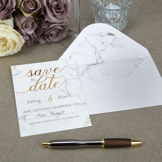 Marmor Save The Date Kort Med Kuverter
