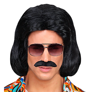 Sort 70'er Paryk & Skæg