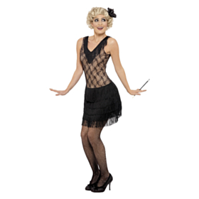 Sort Charleston Kjole med Mønster