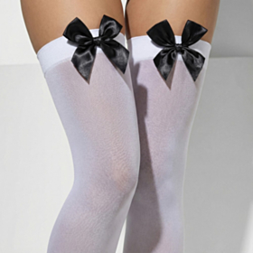 Sløjfe Selvsiddende Strømper Hvid/Sort