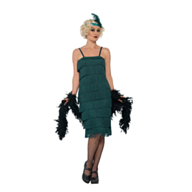 Lang Charlestonkjole Blågrøn