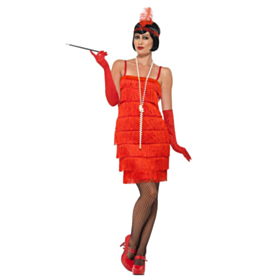 Frynset Kort Charlestonkjole Rød