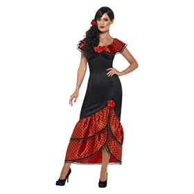 Flamenco Spansk Señorita Kostume
