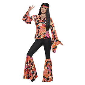 Blomstret Hippie Kostume Sort
