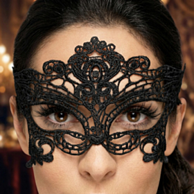 Broderet Hjerte Øjenmaske Sort