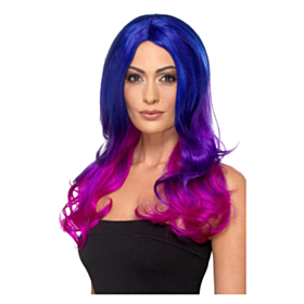 Deluxe Lang Ombre Paryk Blå Lilla