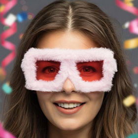 Fluffy Firkantede Partybriller Lyserød