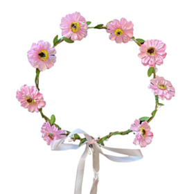 Rosa Blomsterkrans Hårbånd