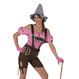 Lederhosen Dame Blomster Shorts