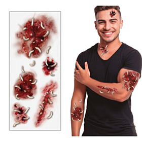 Zombie Sår Med Maddiker Falske Tatoveringer