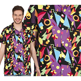 80'er Geometri Skjorte Lilla/Sort