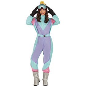 80'er Skidragt Kostume Blå/Lilla