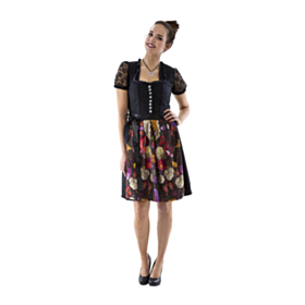 Dirndl Sort Blomstret