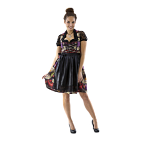 Dirndl Blomstret Sort