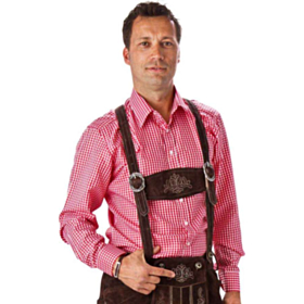 Tyrolerskjorte Lomme Rød/Hvid