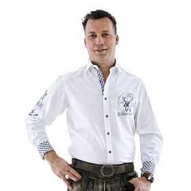 Tyrolerskjorte Broderet Hvid