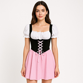 Kort Tyrolerkjole Lyserød