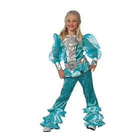 Diskoprinsesse Lyseblå Børnekostume