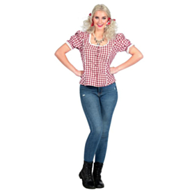 Ternet Tyrolerbluse Rød/Hvid