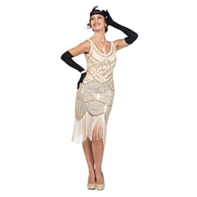 Charleston Kjole Kostume Hvid/Guld