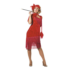 Rød Charleston Diva Kostume