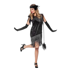 Deluxe Charlestonkjole Sølv/Sort