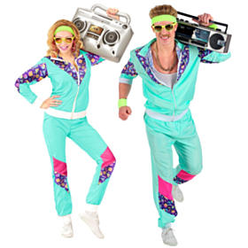 Mintgrøn 80'er Træningsdragt Kostume