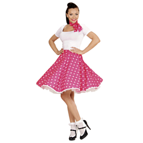 Polka 50'er Nederdel Pink