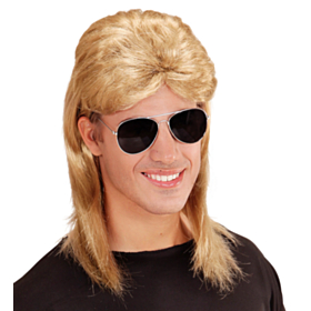 80'er Mullet Paryk & Briller Blond