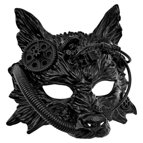 Steampunk Ulve Maske Sort