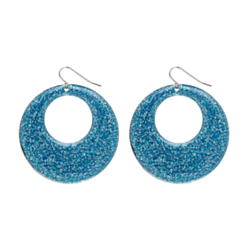 60'er Glitter Øreringe Blå