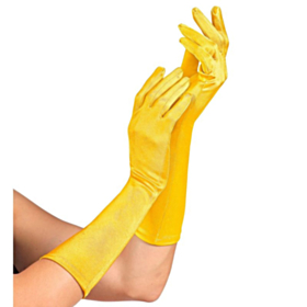 Lange Satinhandsker Gul