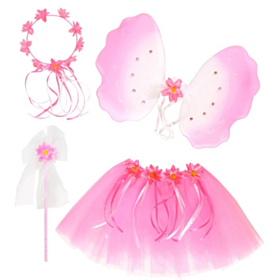 Blomster Fe Kostumesæt Lyserød