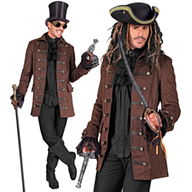 Steampunk Pirat Kaptajn Frakke Kostume