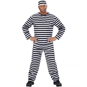 Fangedragt Sort/Hvid Kostume