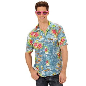 Blomstret Hawaiiskjorte Lyseblå