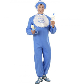 Blå Voksenbaby Kostume
