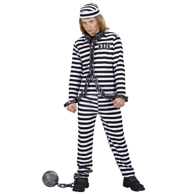 Fangedragt Sort/Hvid Børnekostume