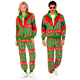 Rød/Grøn Rensdyr Træningsdragt Kostume