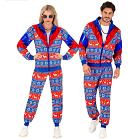 Blå/Rød Rensdyr Træningsdragt Kostume