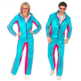 Azurblå 80'er Træningsdragt Kostume