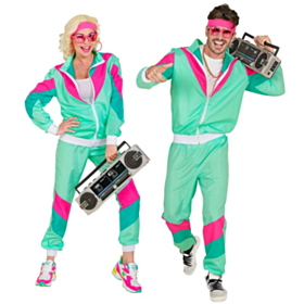 Mintfarvet 80'er Træningsdragt Kostume