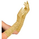 Lange Satin Plisséhandsker Guld