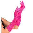 Lange Satin Plisséhandsker Pink
