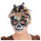 Skelet Maske Med Fjer Sort