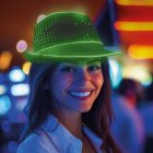 Paillet LED Fedora Grøn