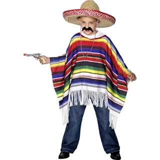 Multifarvet Poncho Børnekostume