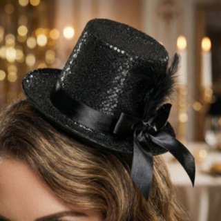 Mini Fjer Tophat Sort