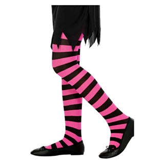 Stribede Børnestrømpebukser Pink/Sort