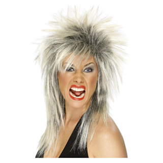 80'er Rockdiva Paryk Blond/Sort